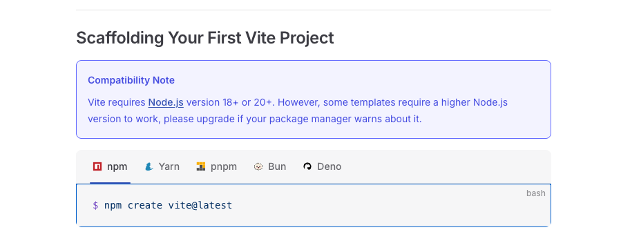 Command to Install Vite