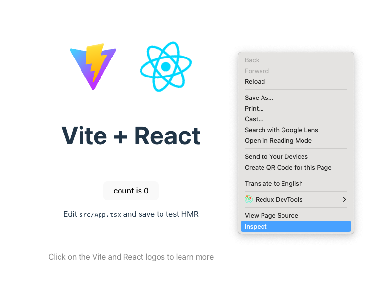 Vite Dev Server Running